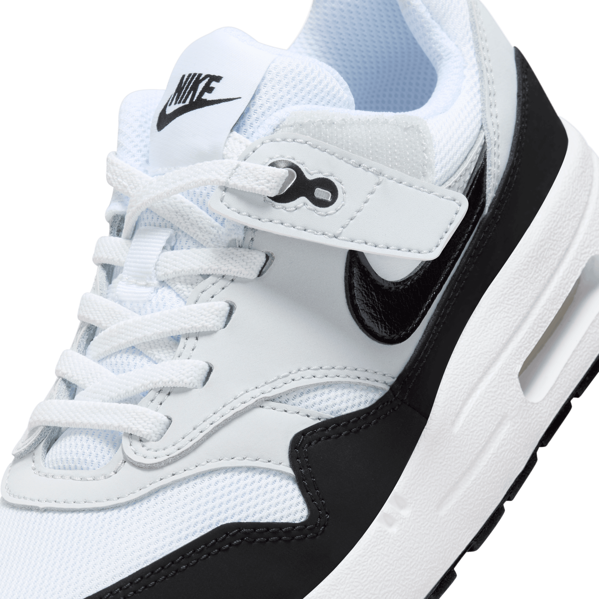 Nike Air Max 1 EasyOn PS Kids' Sneakers - White/Pure Platinum/Black | Comfortable Slip-On Design for School & Play