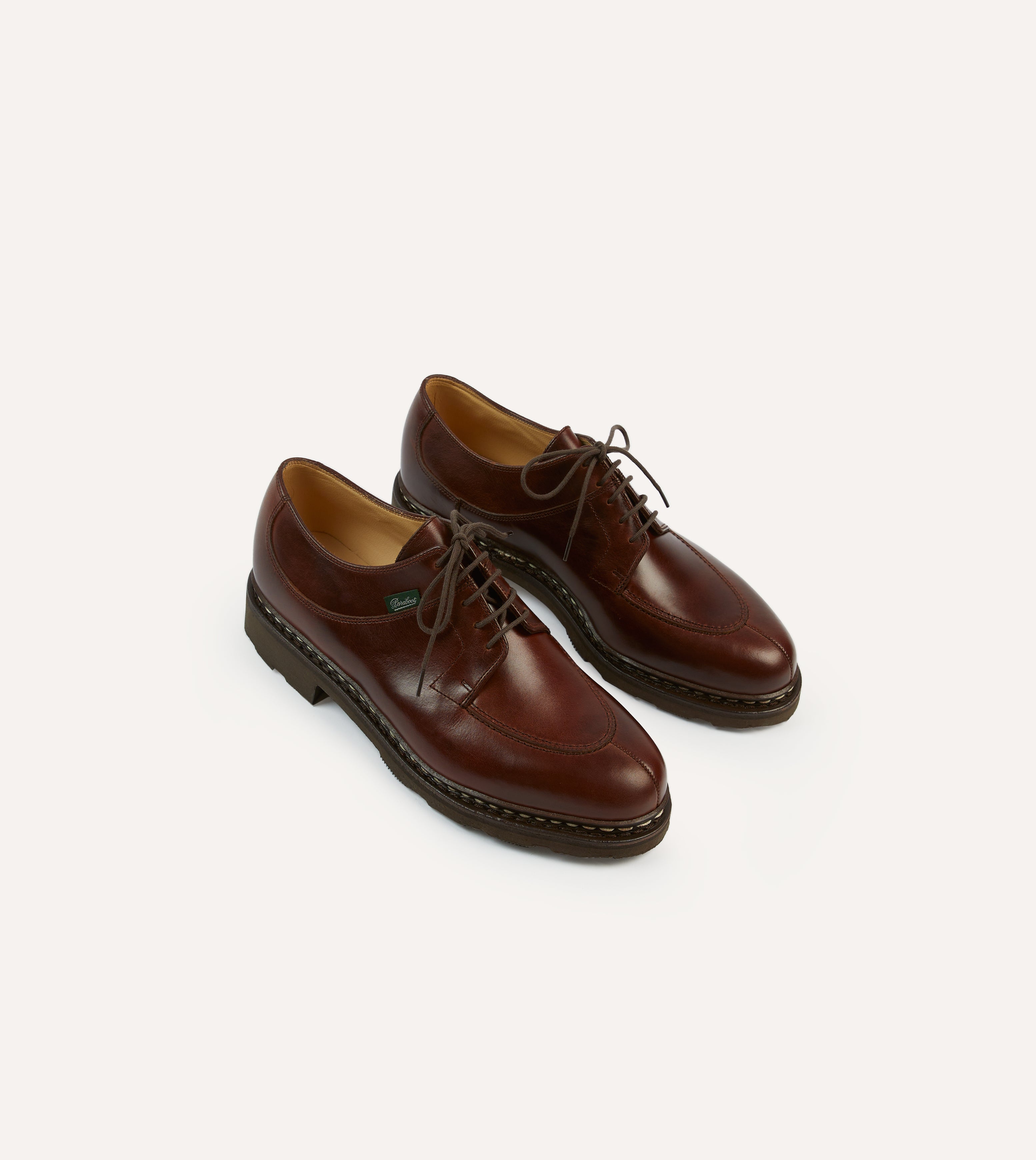 Paraboot Avignon Brown Leather Derby Shoes for Men | Classic Handcrafted Dress Shoes | Perfect for Business, Office & Formal Occasions