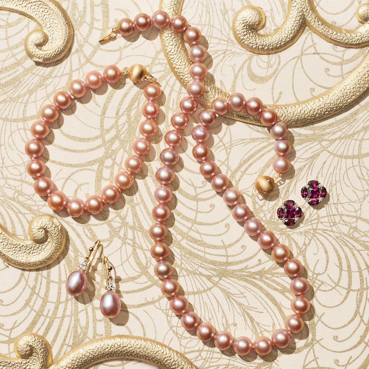 Madison Drop Earrings with Pink Pearls & Diamonds | Elegant Pearl Jewelry for Women | Perfect for Weddings, Parties & Special Occasions