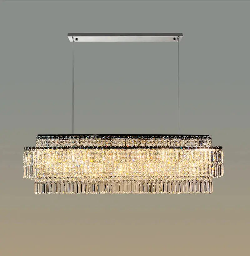 Luxury Linear Crystal Chandelier - Modern LED Ceiling Light Fixture for Dining Room, Living Room, Bedroom & Foyer Lighting Decor