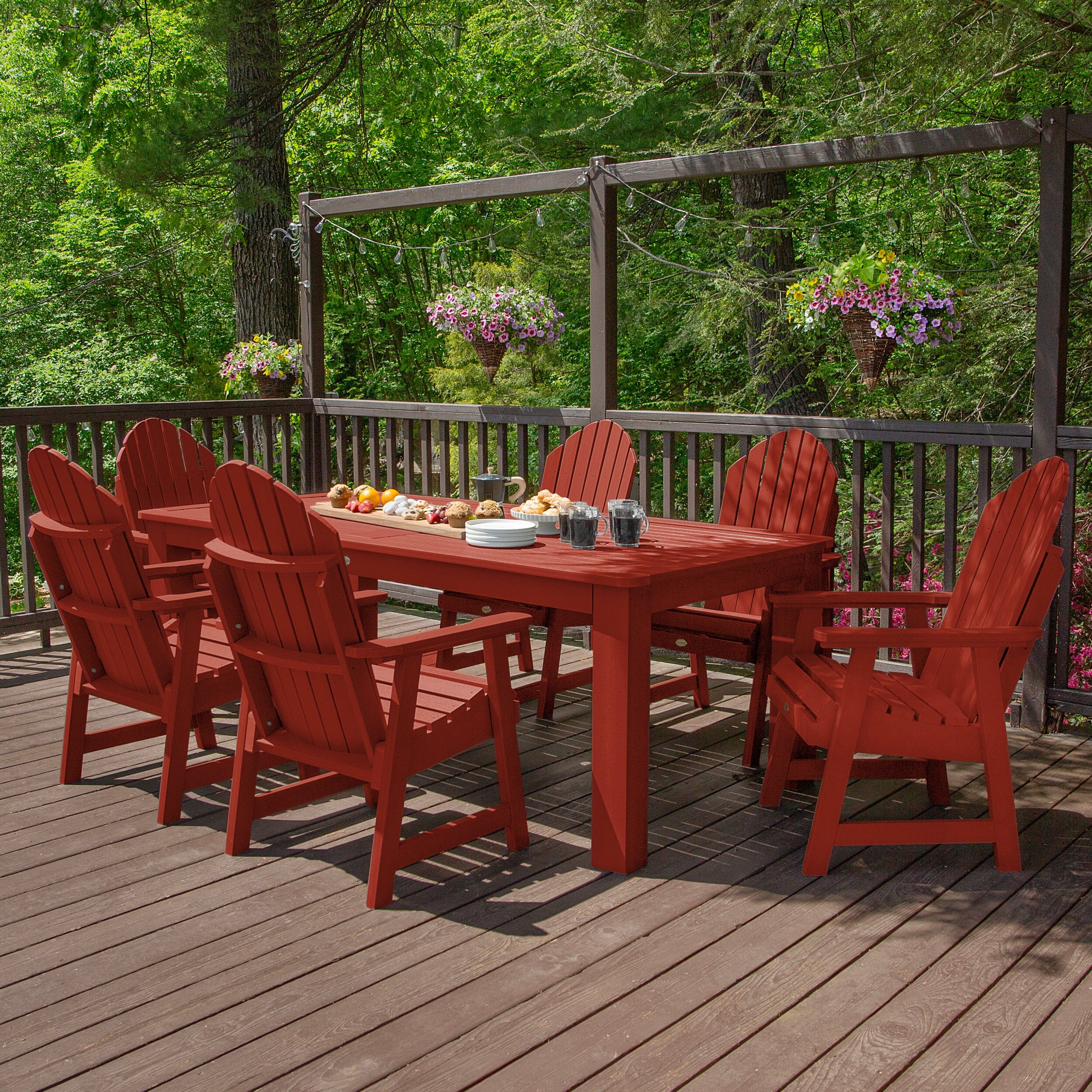 Premium Hamilton 7-Piece Outdoor Dining Set 42x84 Inches - Patio, Garden, Backyard Furniture for Dining & Entertaining