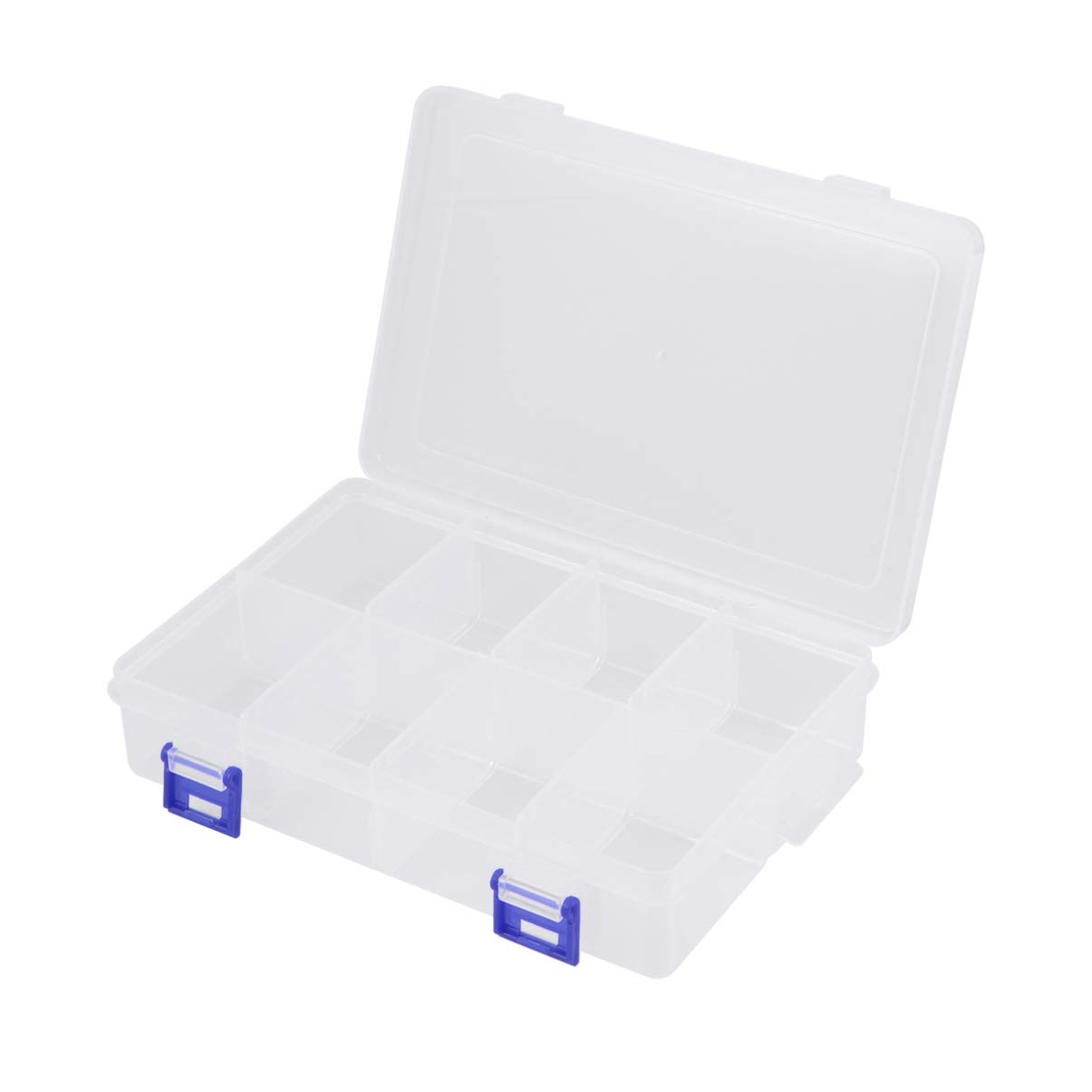 SEWACC 8 Grid Clear Plastic Storage Box with Adjustable Dividers - Portable Organizer for Jewelry, Beads, Earrings & Crafts | Perfect for Home, Office & Travel Organization
