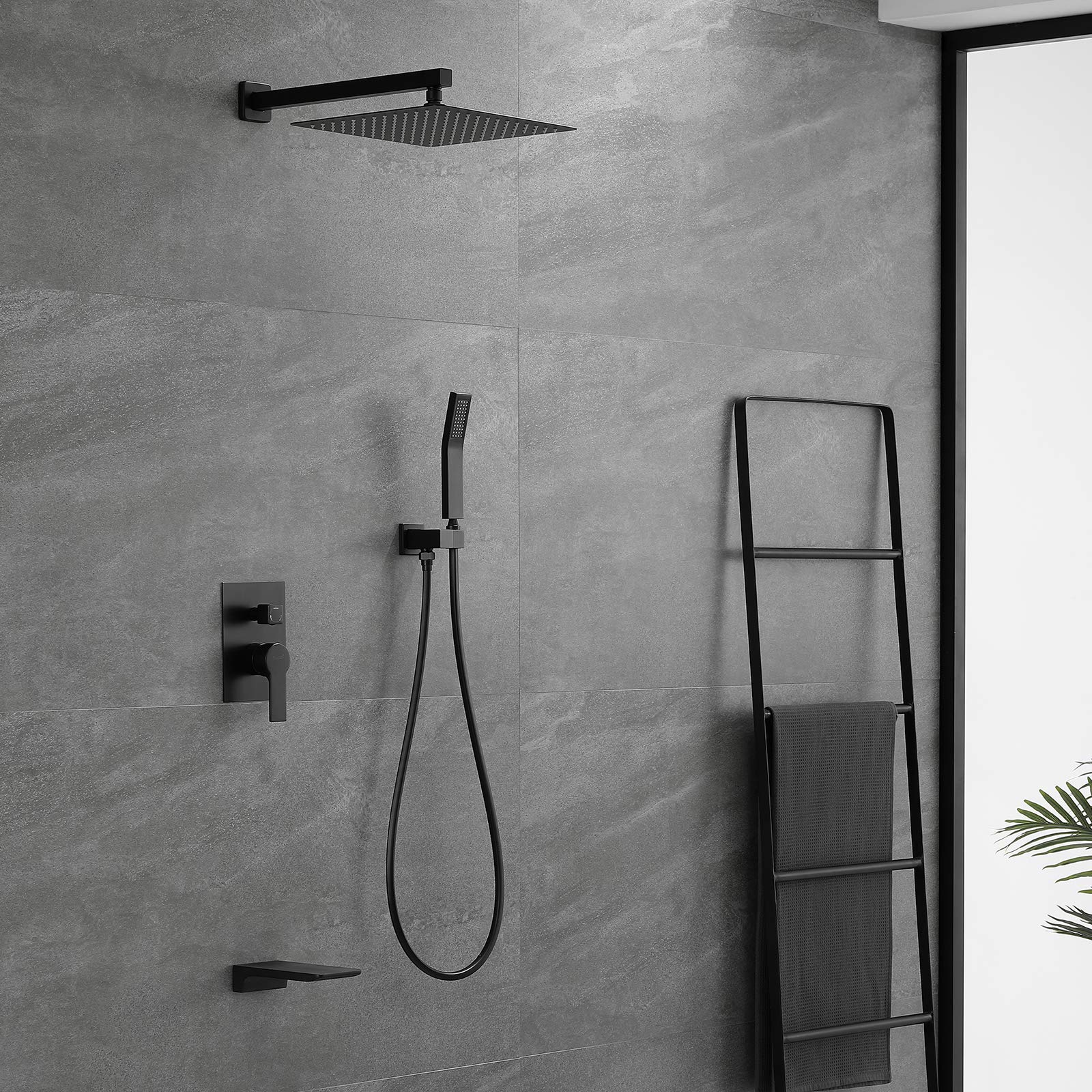 SHAMANDA Matte Black Shower System with 12