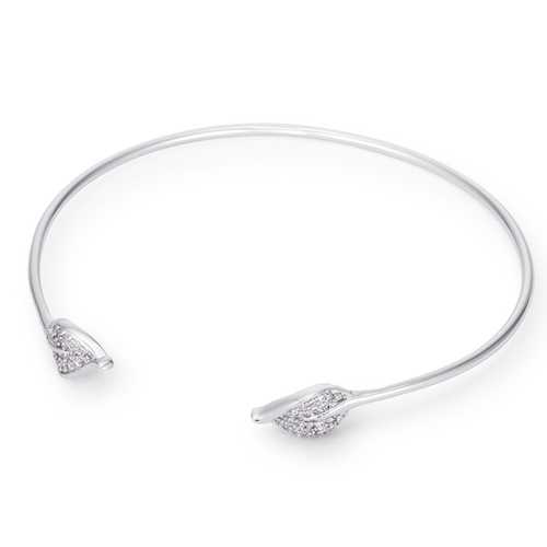 Trendy Rhodium Plated Bracelet with Sparkling Clear Cubic Zirconia Stones | Elegant Jewelry for Women | Perfect for Parties, Weddings & Special Occasions