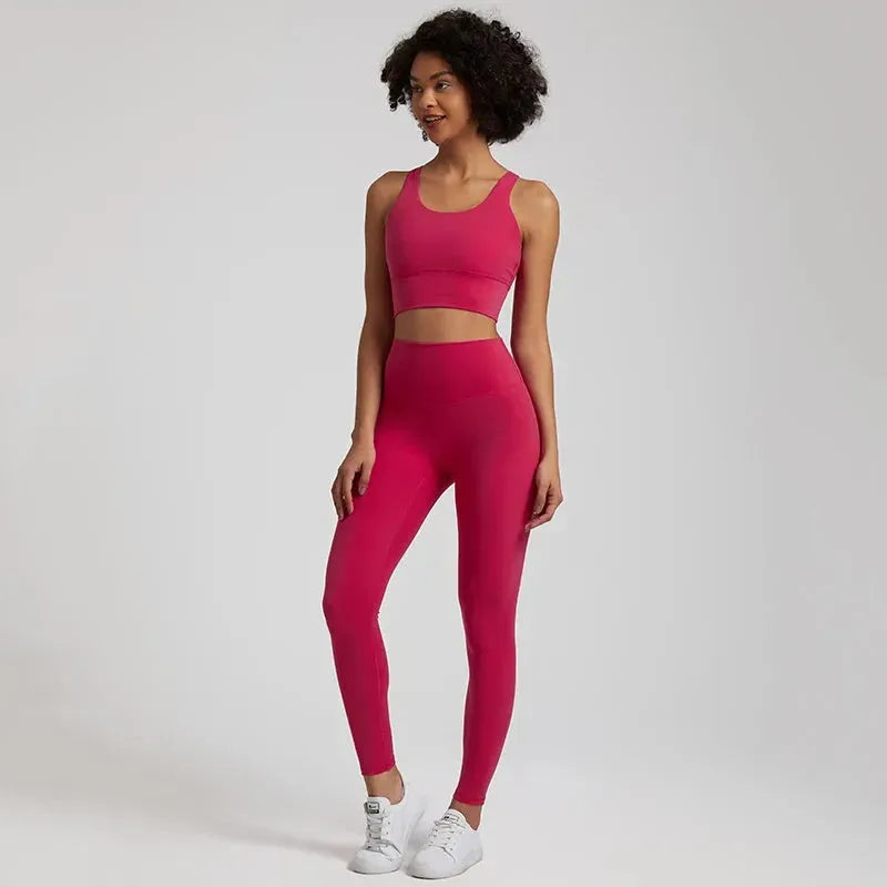 Buttery Soft 2-Piece Yoga Set for Women - Strappy Sports Bra & High Waist Leggings | Workout Outfit, Gym Clothing & Sports Suits | Perfect for Yoga, Pilates & Fitness Training
