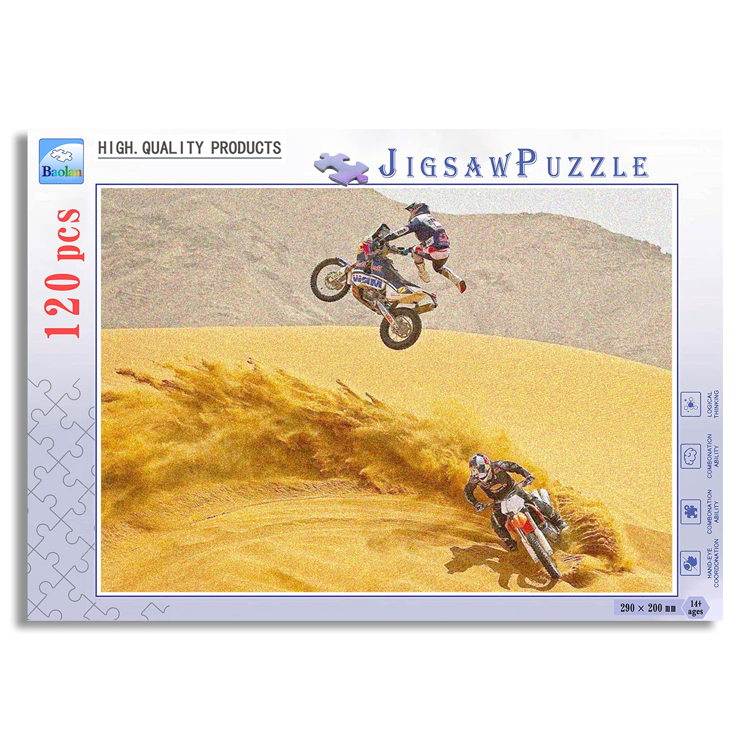 Baolan Desert Dirt Bike Riding 120-Piece Jigsaw Puzzle - Educational Learning Toy, Creative Gift for Kids & Adults - Perfect for Family Game Night & Classroom Activities