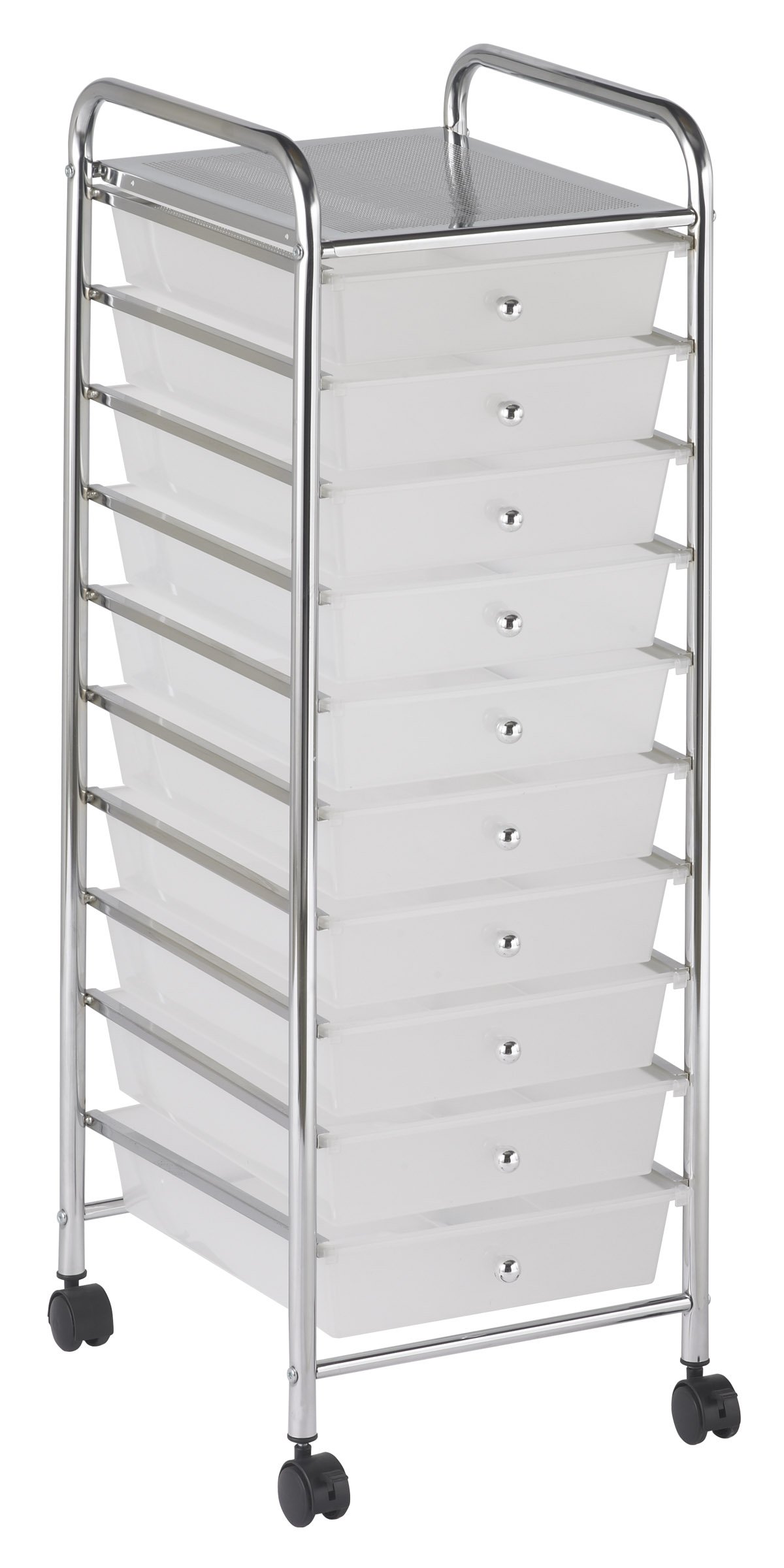 ECR4Kids 10-Drawer Rolling Storage Cart - White Mobile Organizer for Classroom, Office, or Home Organization - Perfect for School Supplies, Art Materials & Craft Storage