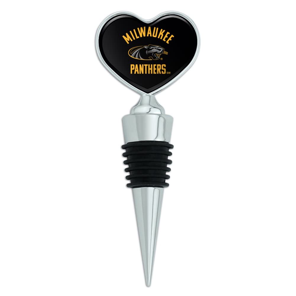 Official University of Wisconsin Milwaukee Panthers Heart Love Wine Bottle Stopper - Perfect for Alumni Gifts, Game Day Parties & Wine Lovers