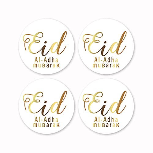 96PCS Glitter Eid Al Adha Stickers - Islamic Muslim Party Decorations for Eid Celebration, Wedding, Home & Mosque Decoration (White)