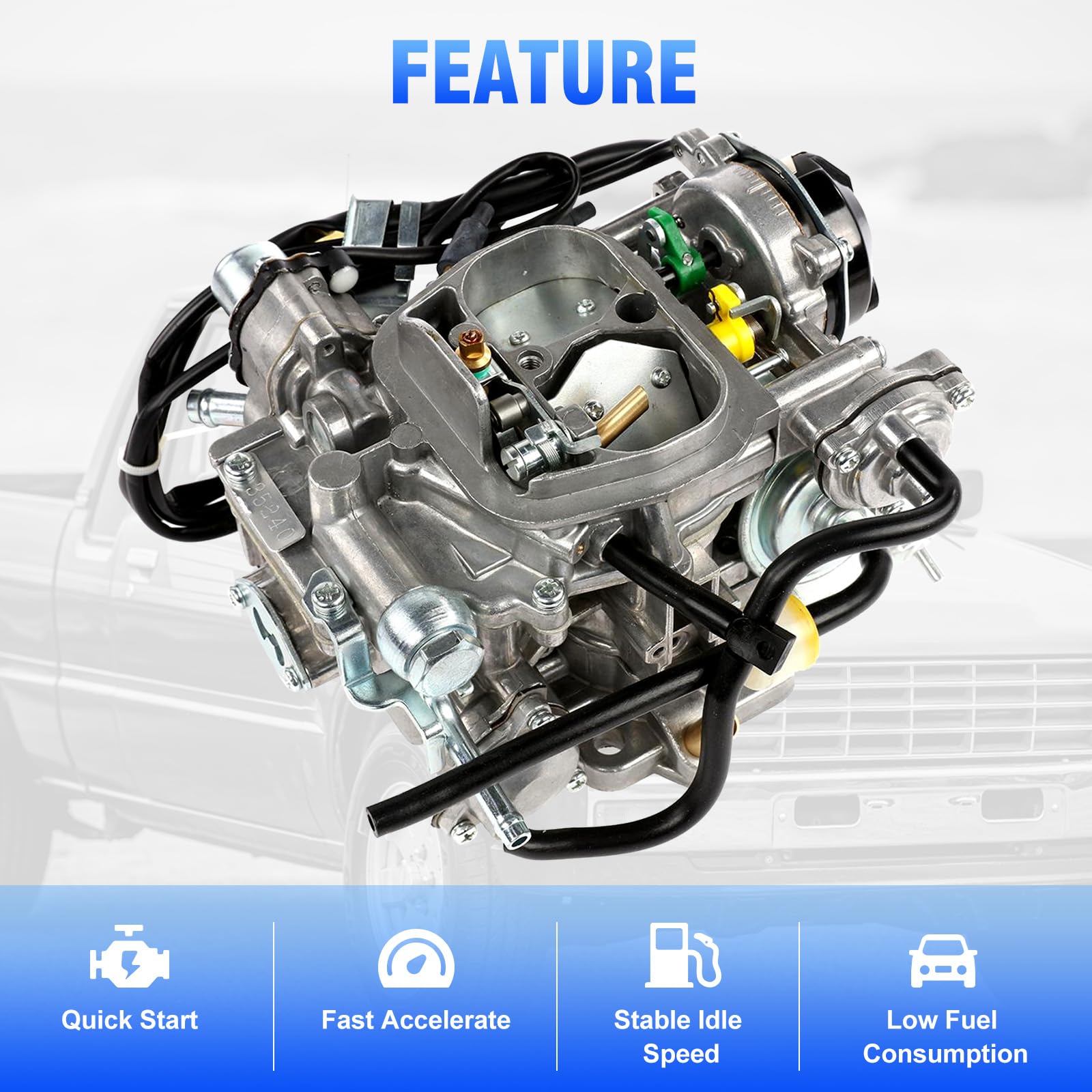 Partol 22R Carburetor Replacement for 1981-1987 Toyota Pickup 2.4L 2366cc - Compatible with TOY-505 TOY-507 Models - Automatic Choke Carburetor (35290/C4036) - Perfect for Engine Restoration & Classic Truck Maintenance
