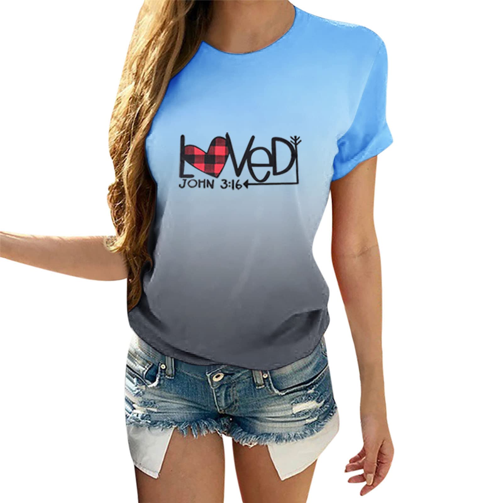 Valentine's Day Couple T-Shirts for Women - Romantic Love Heart Tie-Dye Print Short Sleeve Tops | Perfect Wedding Anniversary Gifts & Date Night Outfits