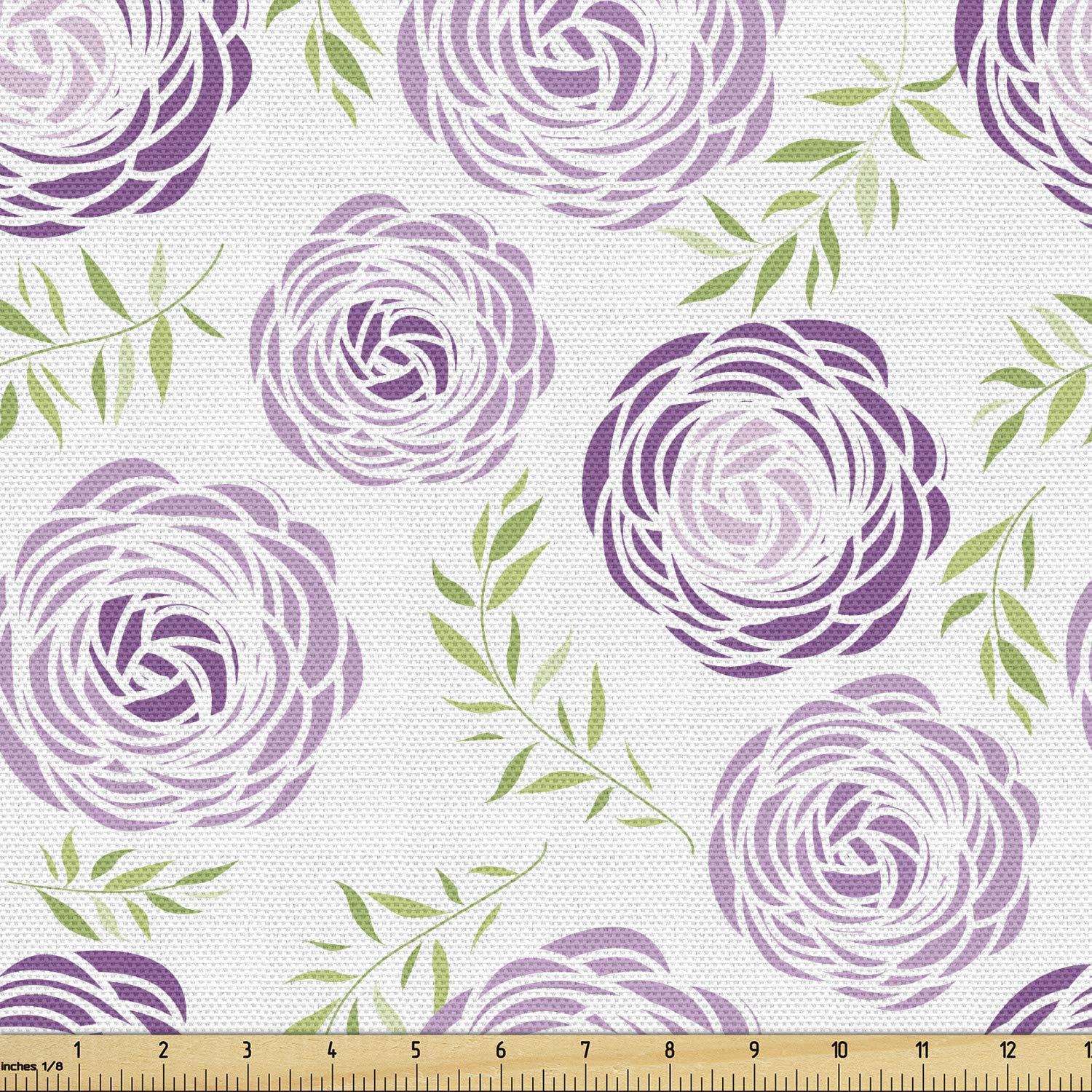 Ambesonne Floral Fabric by The Yard - Garden Leaves Print Upholstery & Home Decor Fabric, 10 Yards, Pale Mauve White - Perfect for DIY Curtains, Pillows & Furniture Makeovers