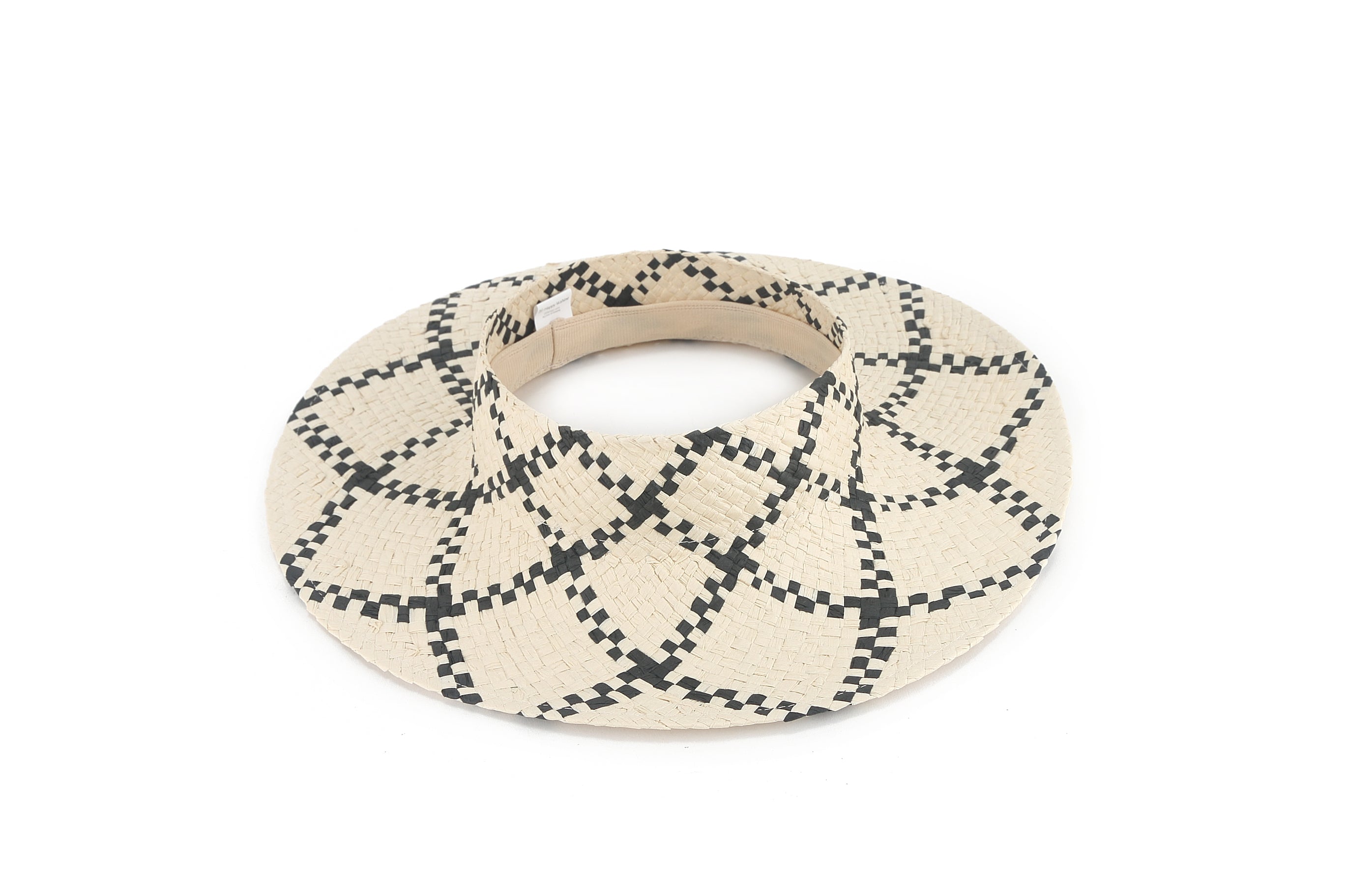 Open Top Weave Hat - White & Black Stylish Summer Sun Hat for Beach, Outdoor & Casual Wear