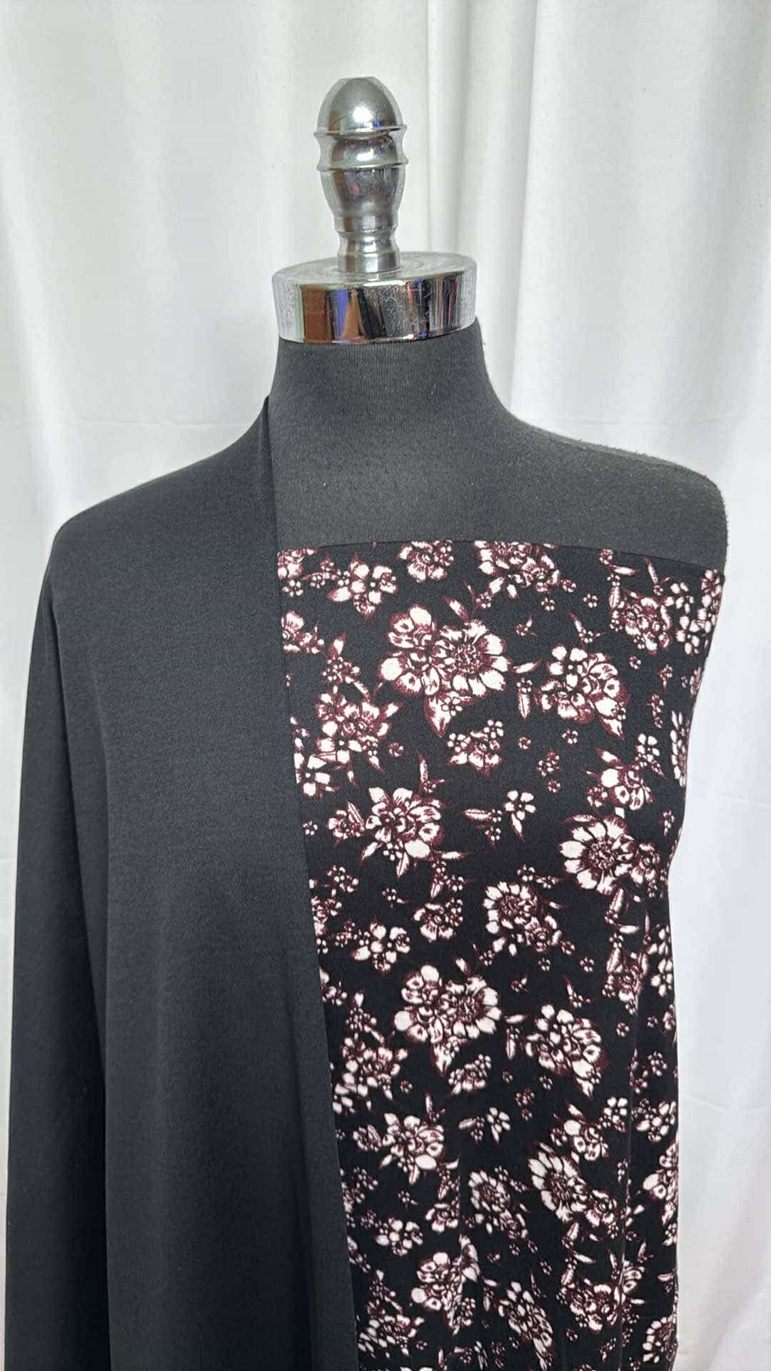1.5YD Black 2 Tone Peached PF & 2YD Black Floral DBP Fabric Bundle - A27031 | Premium Textile for DIY Crafts, Home Decor & Fashion Sewing Projects