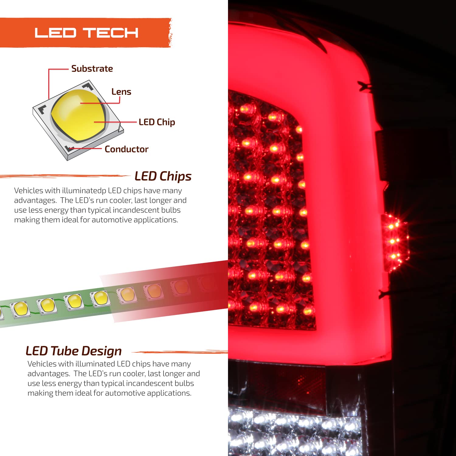 AKKON LED Tail Lights for 2016-2022 Toyota Tacoma - Chrome C-Tube Design Brake Lamps Pair (Driver & Passenger Side) - Upgrade Your Truck's Style & Visibility for Night Driving and Off-Road Adventures