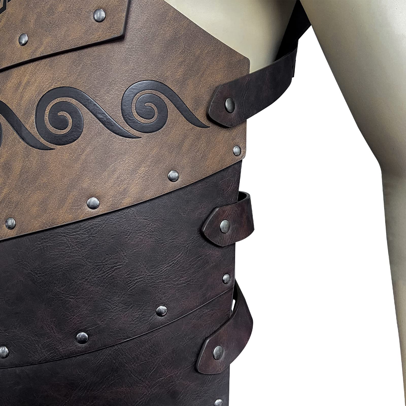 HiiFeuer Viking Faux Leather Embossed Chest Armor - Medieval Knight Costume for LARP, Cosplay & Renaissance Fairs - Perfect for Halloween, Role Playing & Historical Reenactments