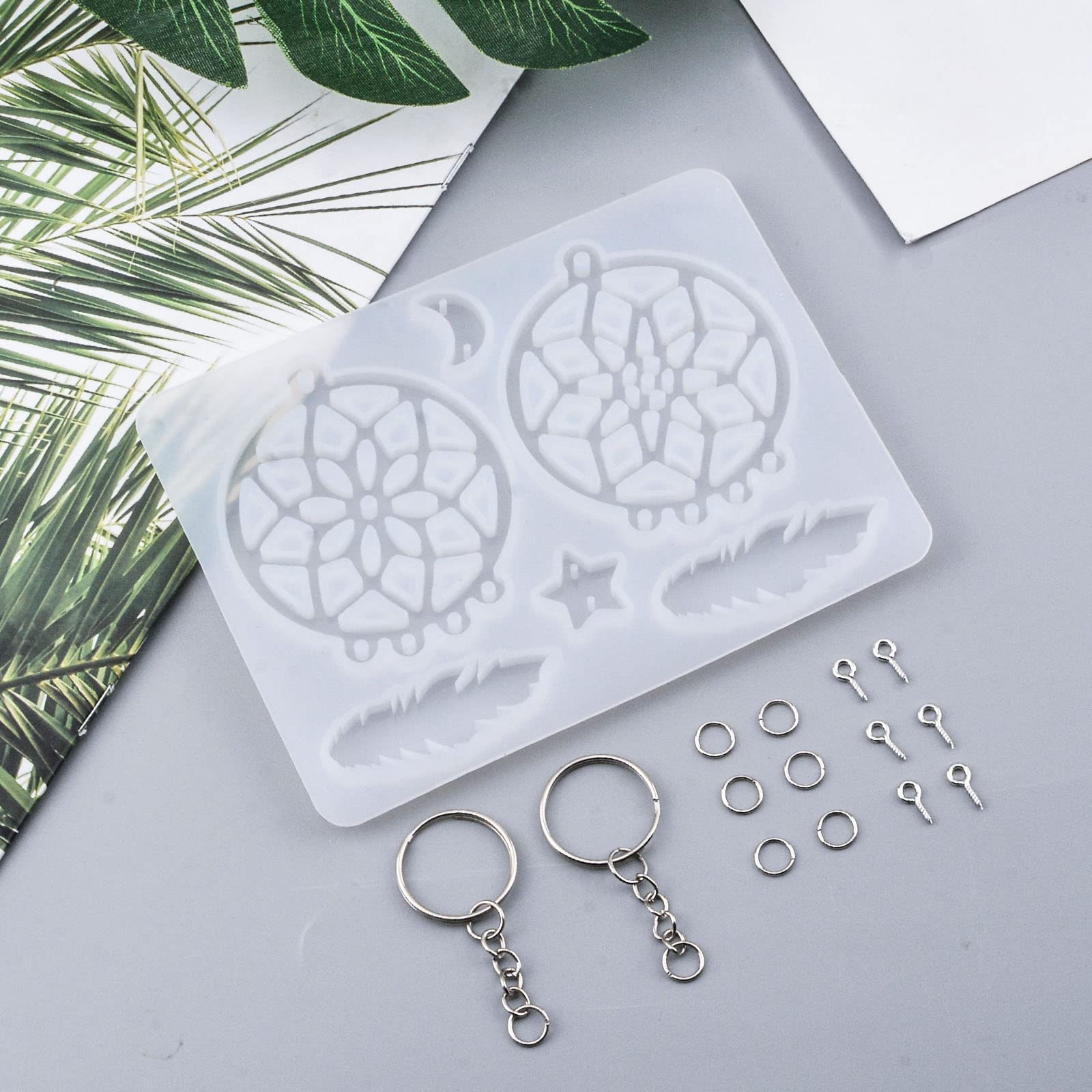 WANDIC Resin Keychain Mold Kit - Dream Catcher Feather Silicone Mold for DIY Resin Jewelry Making, Pendants, Earrings & Keychains | Perfect for Handmade Gifts, Craft Projects & Home Decor