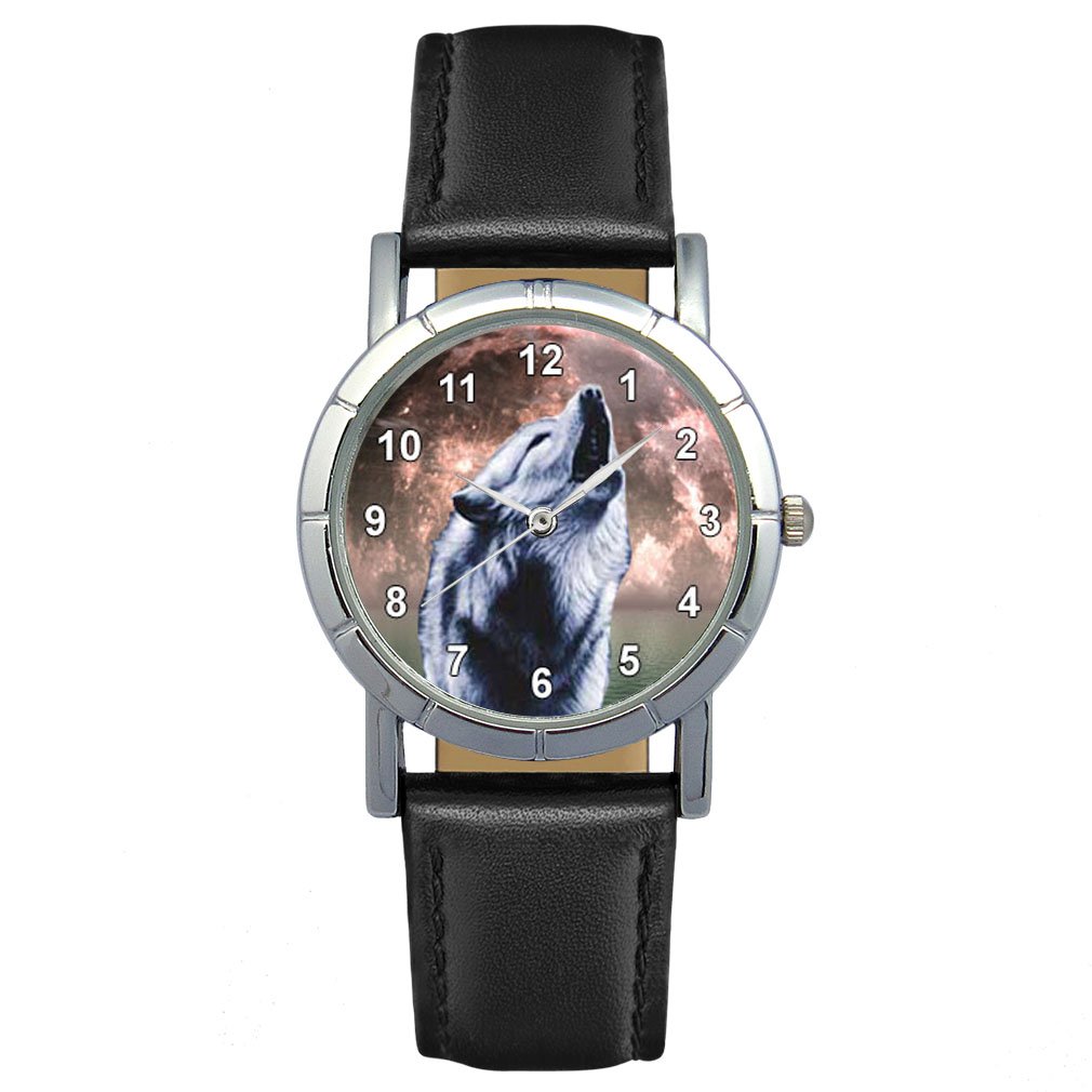 Timest Wolf Women's Leather Strap Black Round Analog Quartz Watch SA1799 - Elegant Timepiece for Office, Date Night & Casual Wear