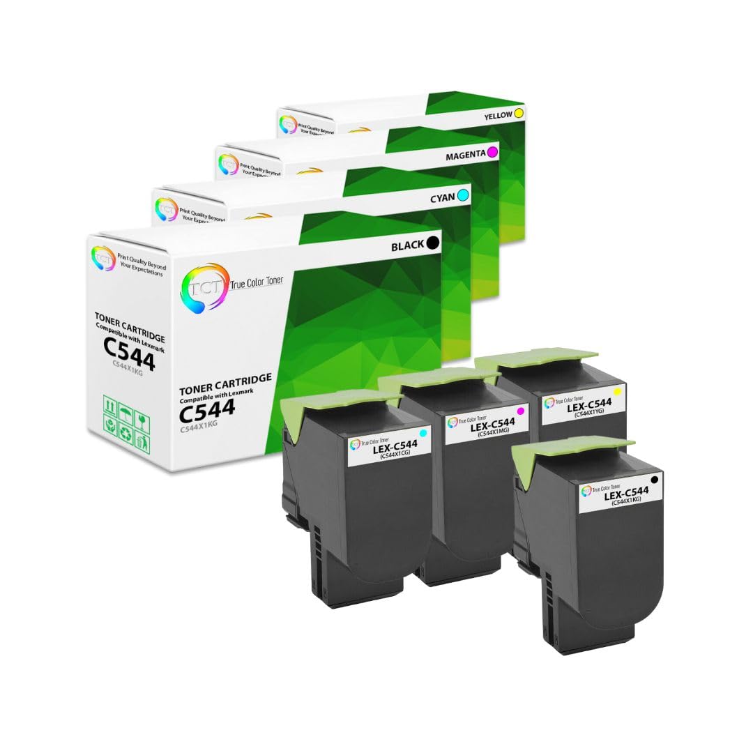Premium TCT Compatible Toner Cartridge 4-Pack for Lexmark C544 Series (BK/C/M/Y) - High Yield Replacement for C544X1KG/C544X1CG/C544X1MG/C544X1YG - Works with C544DN/C544DTN/X544DTN/X544DW Printers - Ideal for Office & Home Printing Needs