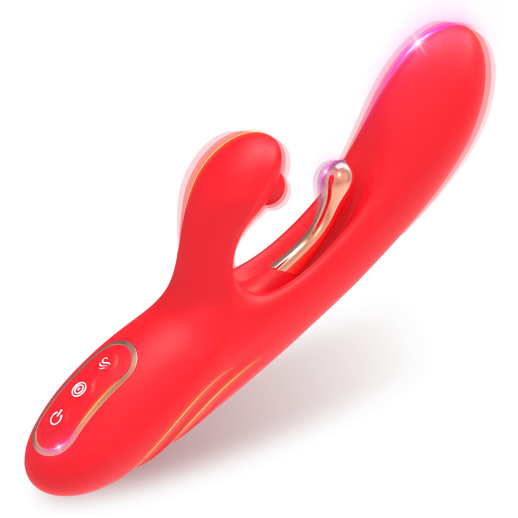 Powerful Rabbit Vibrator for Women - 9 Vibrating & 9 Flapping Patterns, G Spot & Clitoral Stimulator, Adult Sex Toy for Couples Games - Perfect for Solo Play & Romantic Nights (Red)