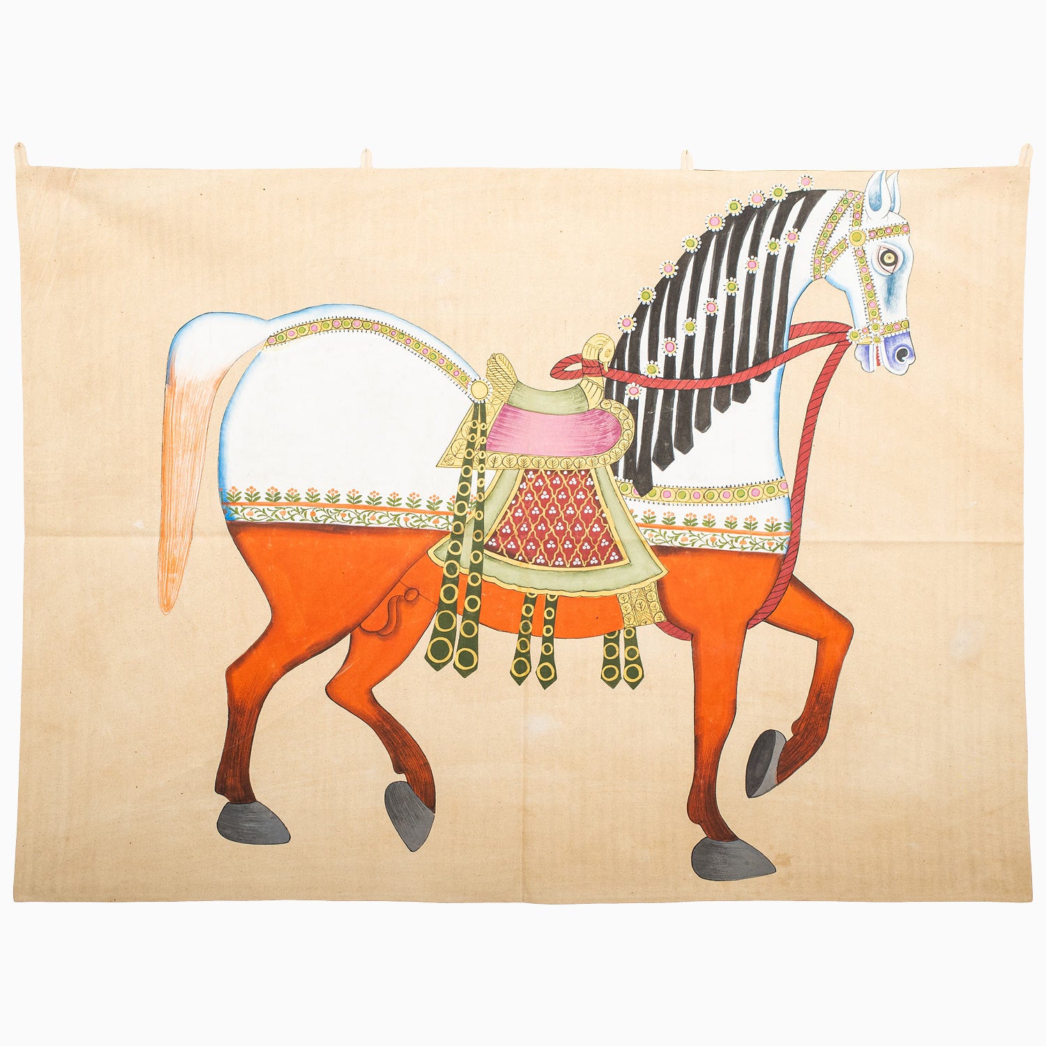 White Horse with Orange Undercoat Tapestry Wall Hanging - Elegant Home Decor for Living Room, Bedroom, or Office