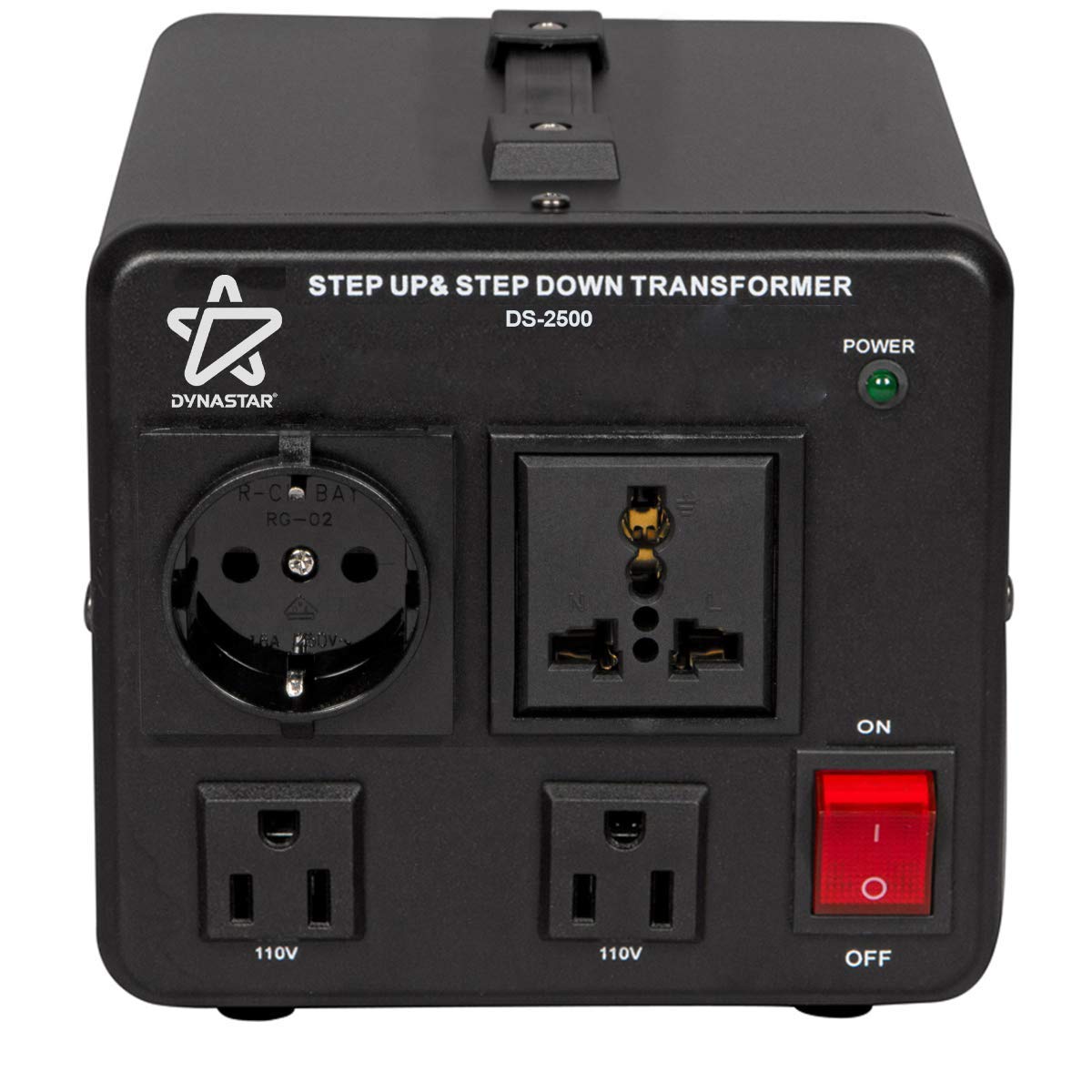 Dynastar Heavy Duty Step Up & Down Voltage Converter Transformer 110V-220V to 220V-240V | 2500W with Durable Lifetime Coil & 5-Year Warranty | Perfect for Travel Appliances, Electronics & Power Tools