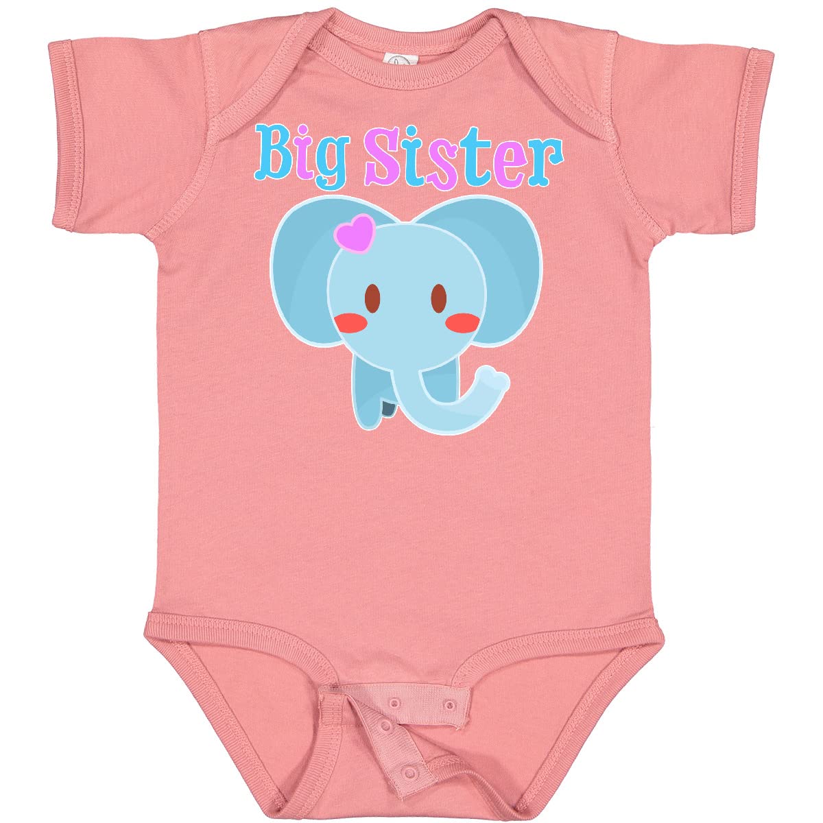 Inktastic Big Sister Elephant Baby Bodysuit - Cute Cotton Onesie for Newborn Girls & Toddlers - Perfect for Sibling Announcement, Baby Shower Gift & Family Photos