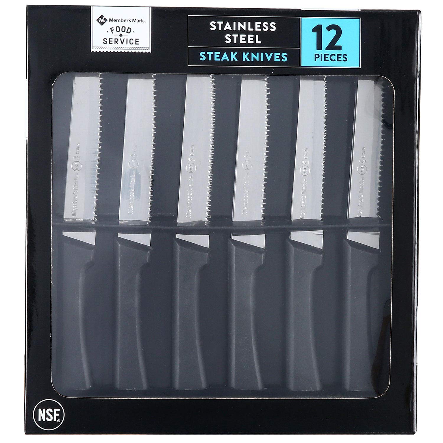 Premium Member's Mark Steak Knives Set - 12-Piece Stainless Steel Serrated Blades for Perfect Cuts | Ideal for Steak Dinners, BBQs & Gourmet Cooking