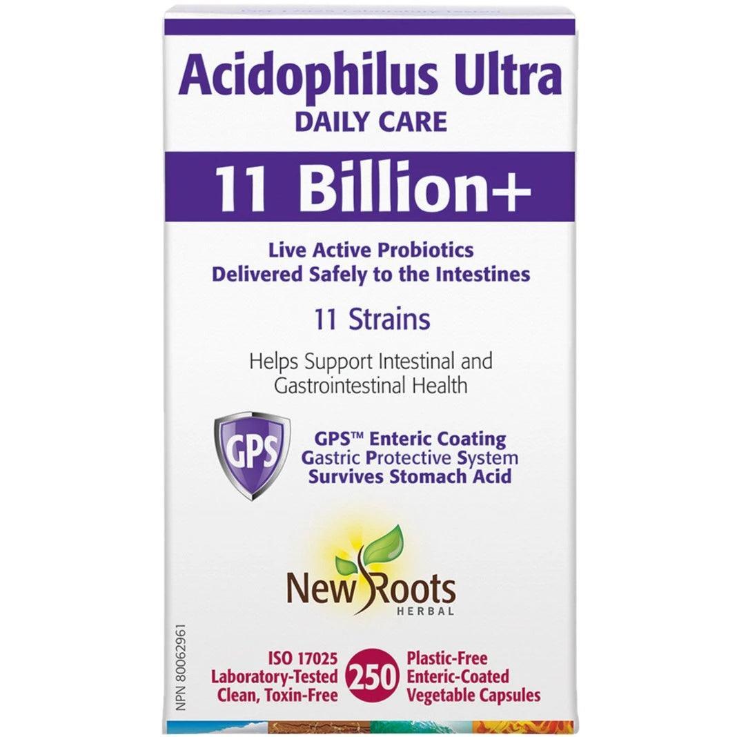 New Roots Acidophilus Ultra Probiotic 11 Billion CFU - 250 Veggie Caps for Digestive Health & Immune Support - Daily Supplement for Gut Balance & Wellness