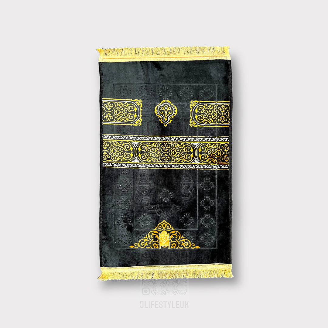 Premium Kaaba Cloth Pattern Prayer Rug - Non-Slip Islamic Prayer Mat for Home & Mosque - Perfect for Daily Salah, Jummah & Ramadan Prayers