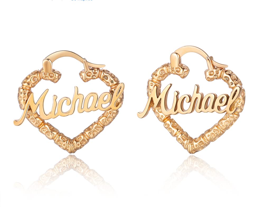 Personalized Name Bamboo Hoop Earrings - Custom Oversized Big Hoop Earrings for Women, Wife, Mom, Daughter, Sister - Perfect for Birthday, Graduation, Hip-Hop Style & Everyday Wear