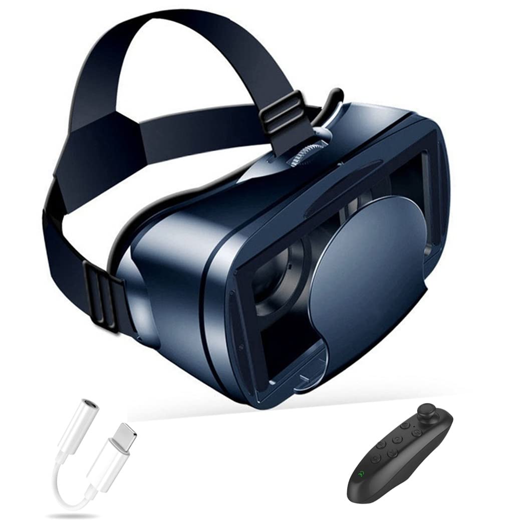 3D VR Headset with Bluetooth Controller - Compatible with iPhone 13 Pro Max/13 Pro/13/12/11, Samsung Galaxy S21, Huawei & Xiaomi Series - Immersive Virtual Reality Gaming & Movie Experience for Home Entertainment