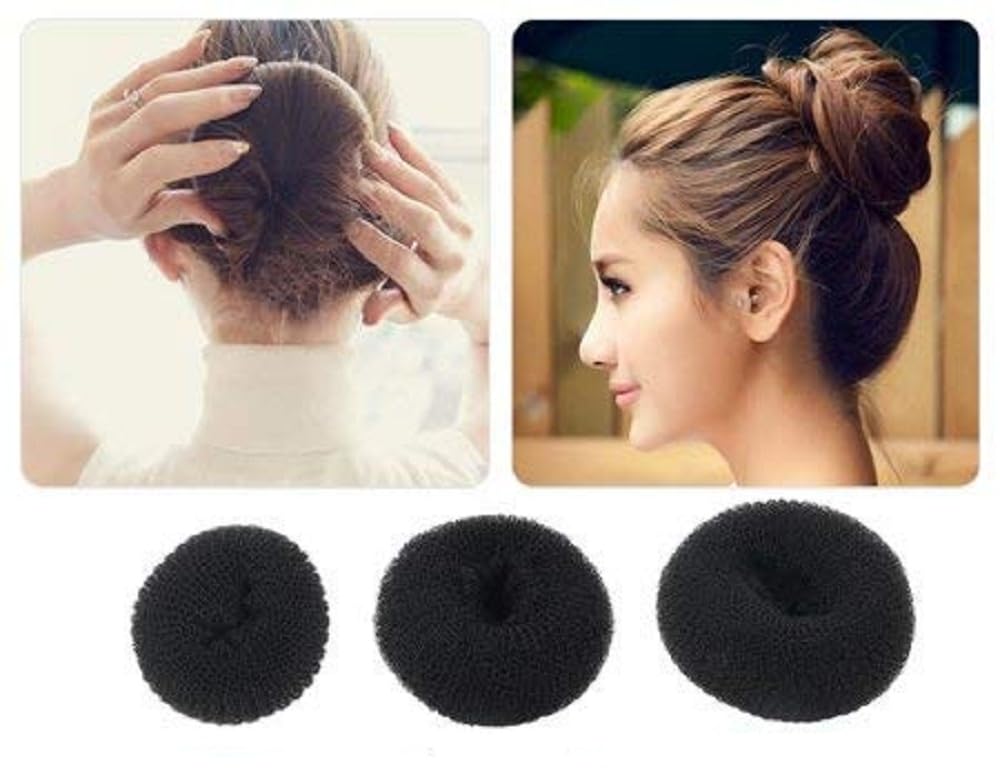 Ekan 3-Piece Hair Donut Bun Maker Set - Soft Foam Hair Accessories for Women (Black, 20g) - Perfect for Updos, Ponytails & Special Occasions