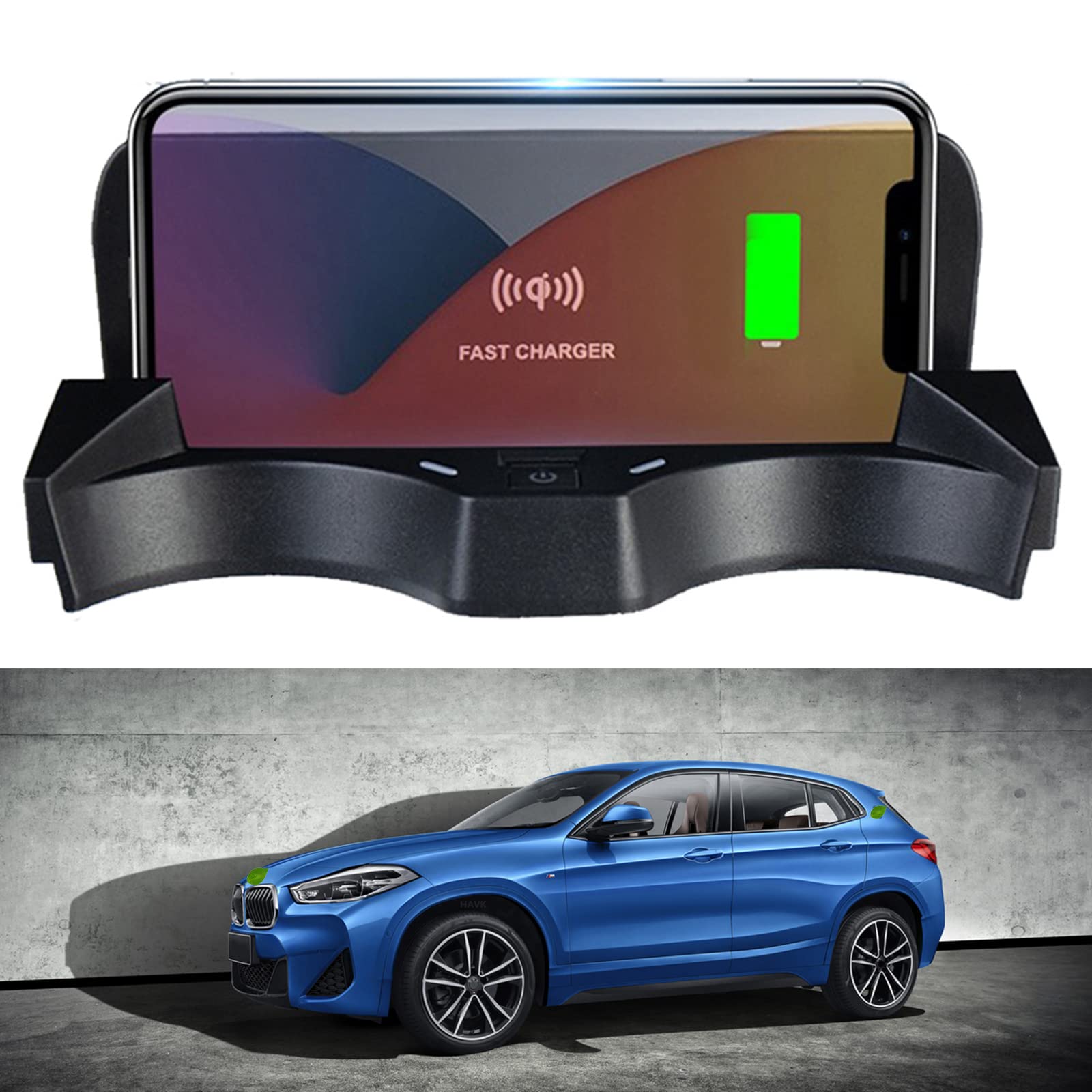 2022 Upgraded Wireless Car Charger for BMW X1/X2 (2016-2021) - Qi 15W Fast Charging Pad with QC 3.0 Technology | Compatible with iPhone & Samsung Galaxy | Perfect for Road Trips & Daily Commutes