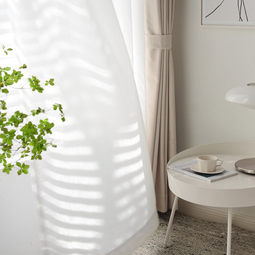 Mirage Double Sided UV Blocking White Sheer Curtains - Lightweight Breathable Custom Drapes with Soft Top Back Tab | Perfect for Living Room, Bedroom & Home Decor