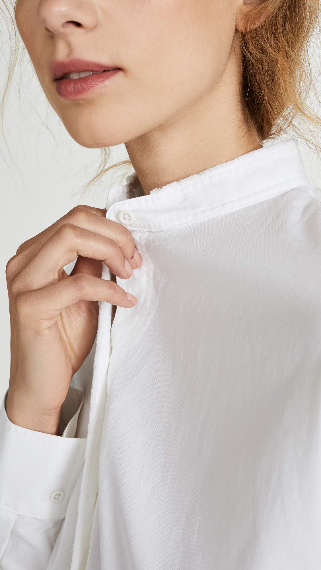 Vince Women's Raw Edge Oversized Long Sleeve Shirt - Soft Cotton Blend Tunic Top for Casual Wear & Layering | Perfect for Office, Weekend Outfits & Fall Fashion