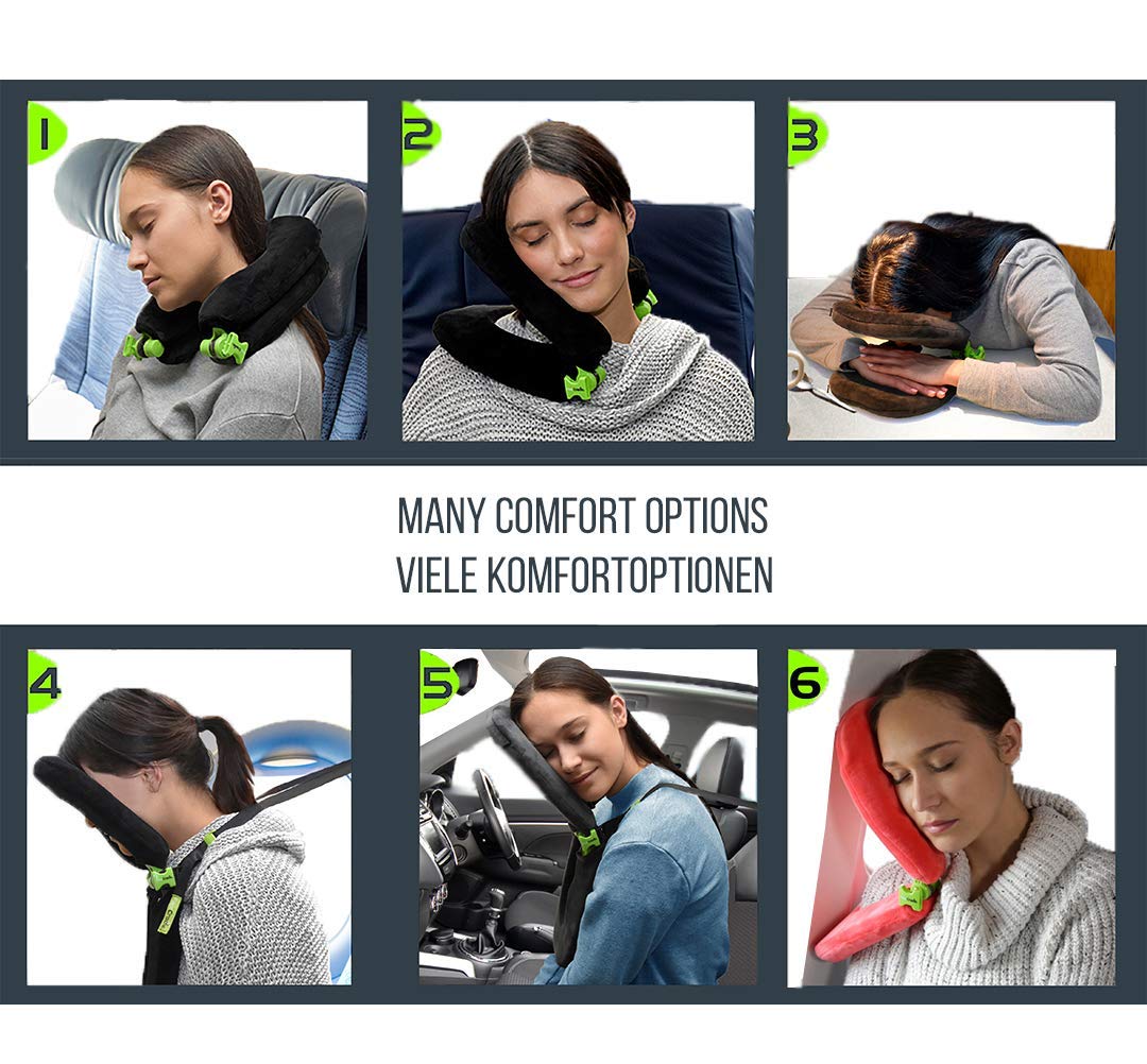 FaceCradle Wanderlust Adjustable Travel Neck Pillow - Ergonomic Headrest for Airplane, Car & Train Travel - Perfect for Long Flights, Road Trips & Commuting