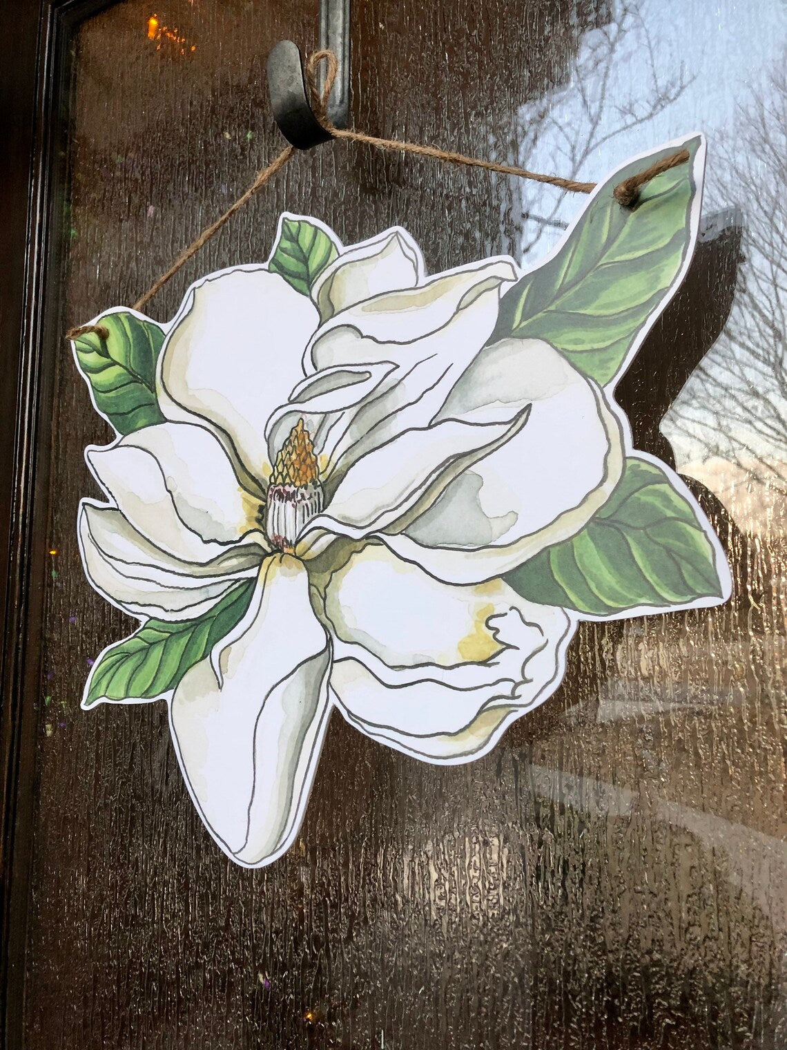 Magnolia Wreath Door Hanger - Elegant Floral Front Door Decor for Spring & Summer - Perfect for Home, Porch, and Wedding Decorations