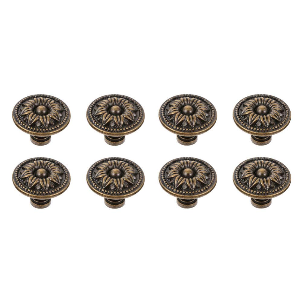 Vintage Flower Cabinet Knobs 8pcs - Retro Round Cupboard Handles for Doors, Wardrobes & Dressers - Bronze Decorative Hardware (Perfect for Farmhouse, Shabby Chic & Vintage Home Decor)