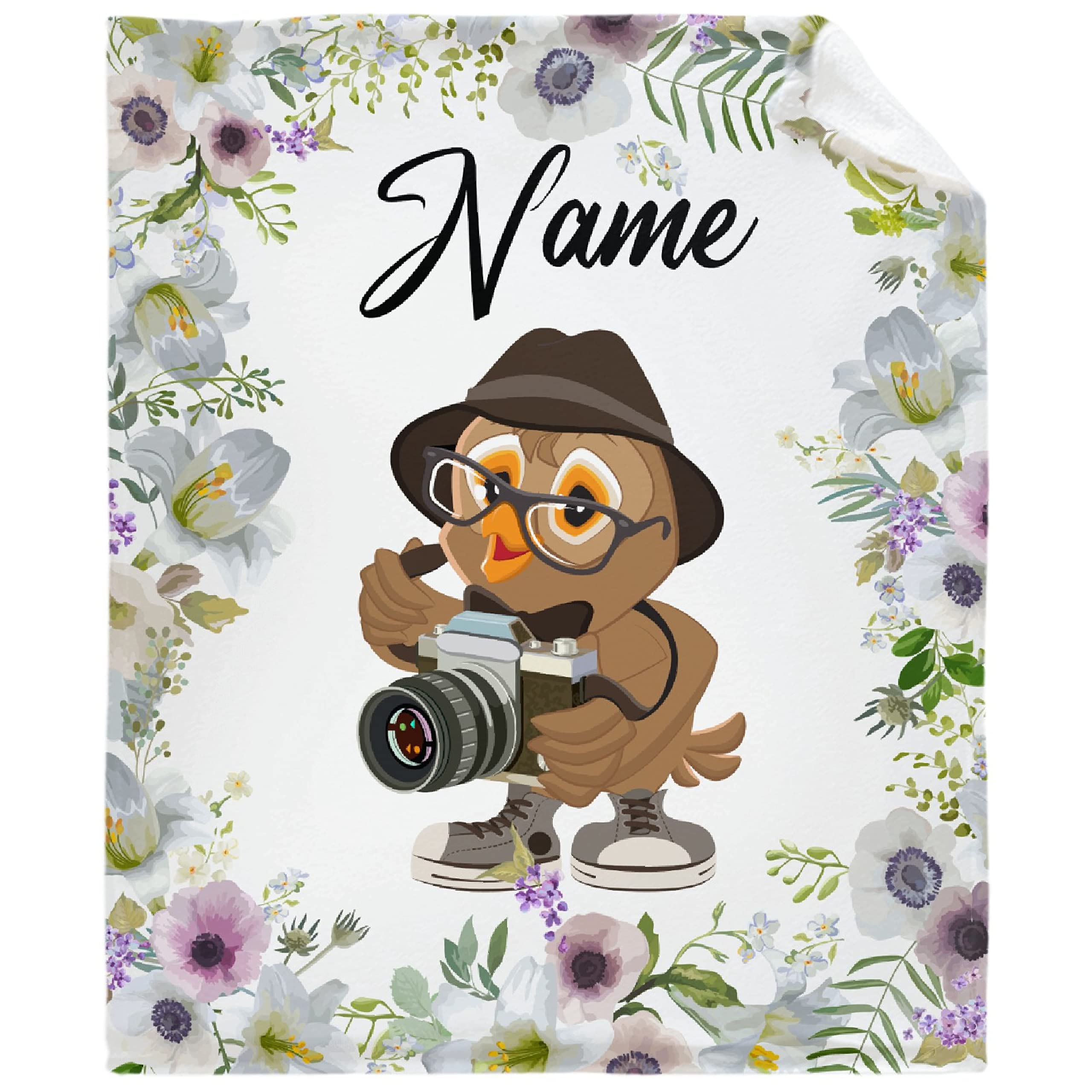 Personalized Baby Blanket with Name - Custom Owl Fleece Throw Blanket for Newborn Girls & Boys - Soft Plush Cozy Quilt for Nursery, Stroller & Family Gifts - Cute Warm Baby Shower Present