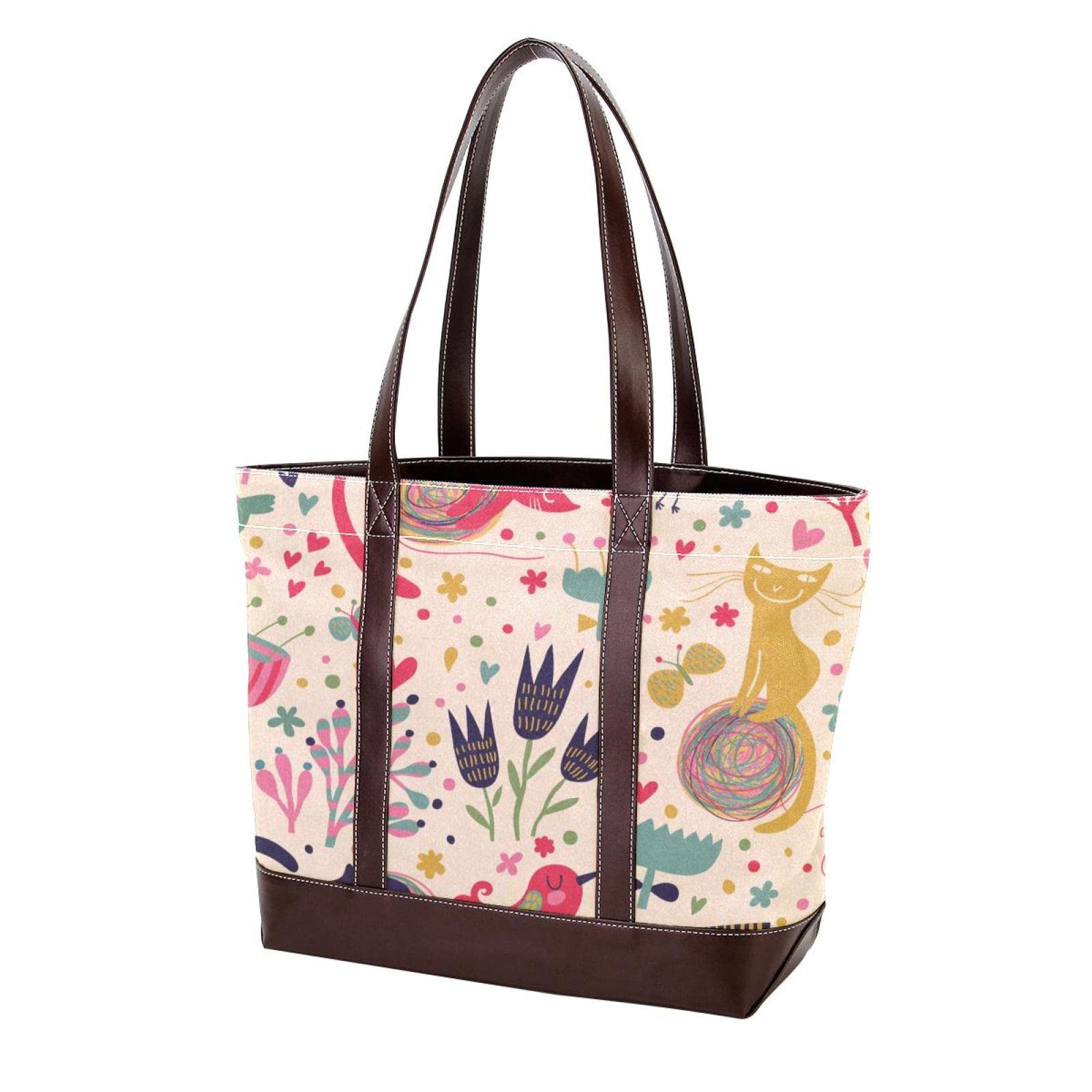 Colorful Large Leather Canvas Tote Bags for Women - Top Handle Shoulder Satchel Hobo Purse & Handbag | Perfect for Work, Travel, and Everyday Use