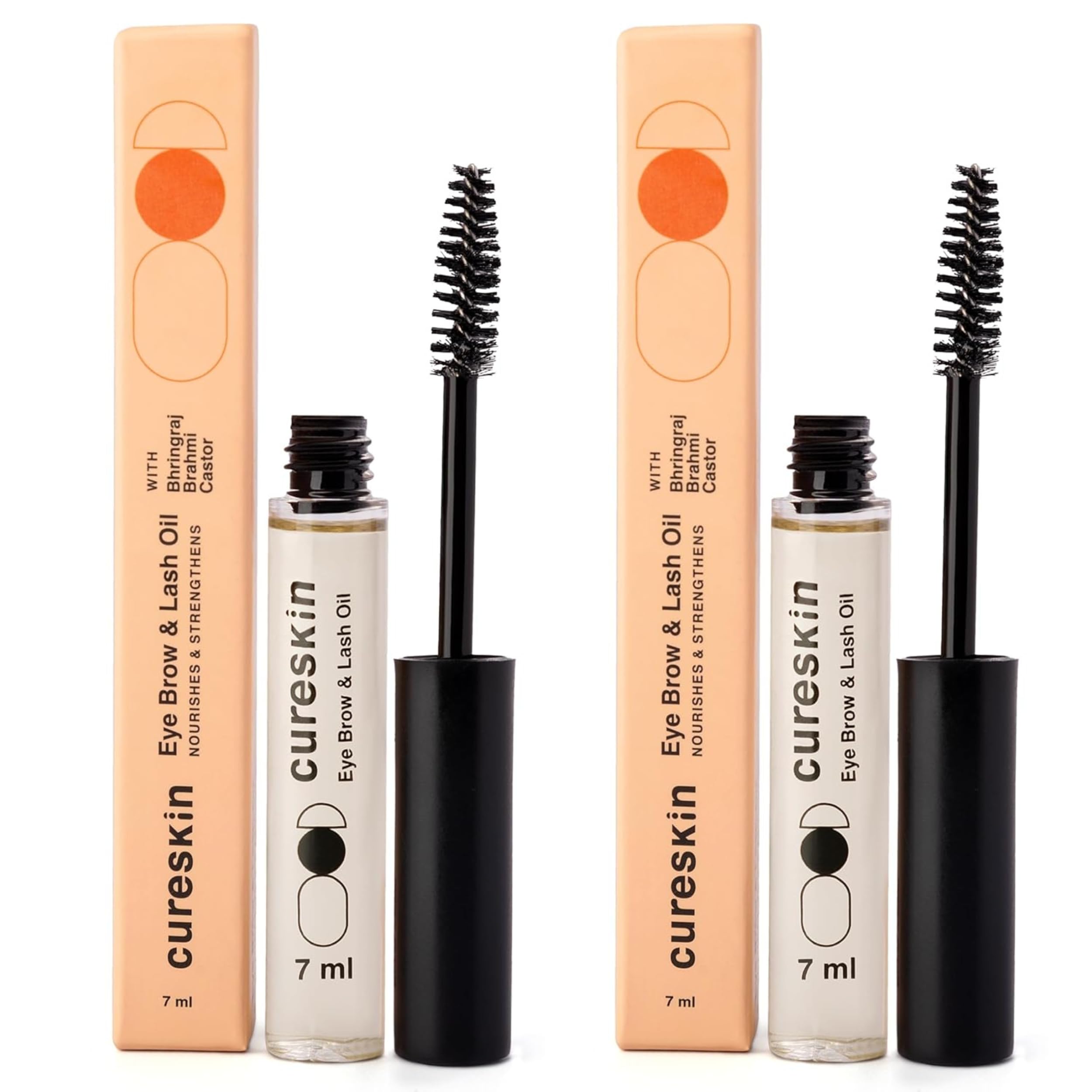 Cureskin Eyelash & Eyebrow Growth Serum - Natural Lash Oil for Thicker, Longer Lashes & Brows | Nourishing & Strengthening Formula | 7ml (2 Pack) | Perfect for Daily Lash Care & Enhancing Natural Beauty