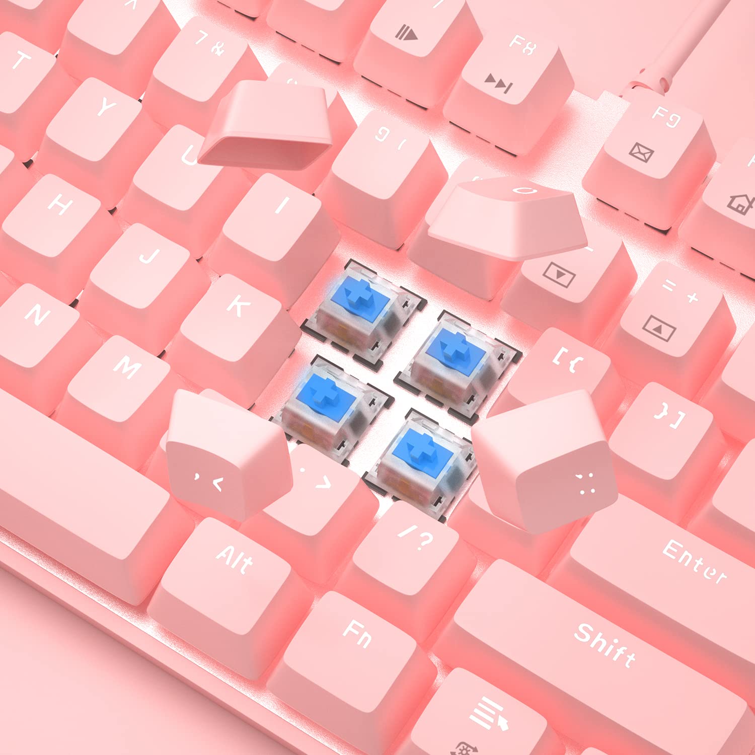 MageGee Pink Mechanical Gaming Keyboard - USB Wired RGB Backlit Keyboard with Splash-Proof Design for PC, Laptop, Mac - Perfect for Gaming, Office Work & Typing (Pink)