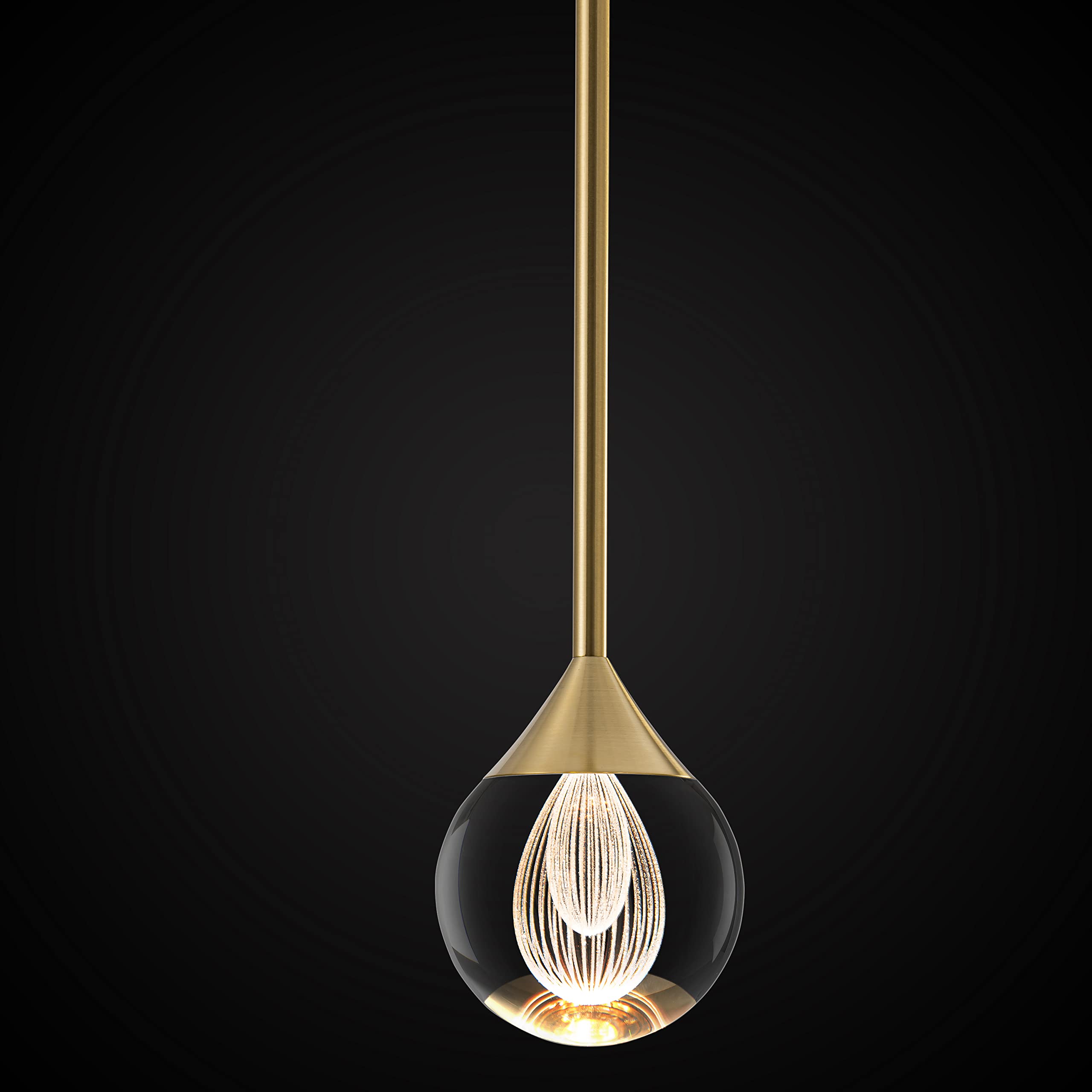 SUNMOO 1-Light Teardrop Crystal Pendant Light - Dimmable Mini LED Chandelier with Gold Brushed Brass Finish | Modern Ceiling Lighting for Kitchen Island, Dining Room, Bedroom, Bar & Entryway | Elegant Home Decor & Ambient Lighting Solution