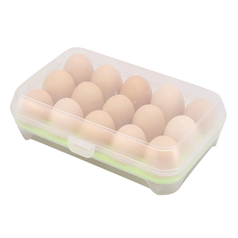 HEART SPEAKER 15-Egg Storage Container - Airtight Refrigerator Organizer, Durable Plastic Egg Holder Case for Kitchen - Perfect for Fresh Egg Storage & Fridge Organization (Green)