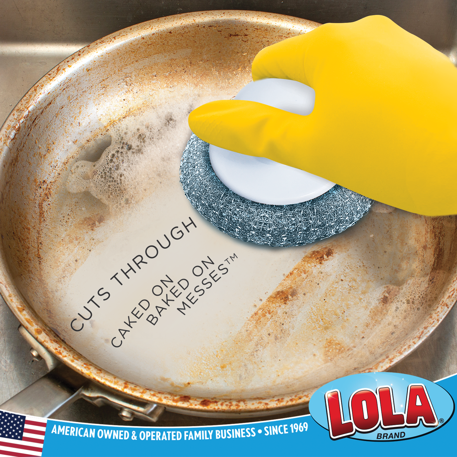 Stainless Steel Wire Mesh Scourer with Ergonomic Hand Saver Knob - Heavy Duty Kitchen Scrubber for Pots, Pans & Cookware Cleaning