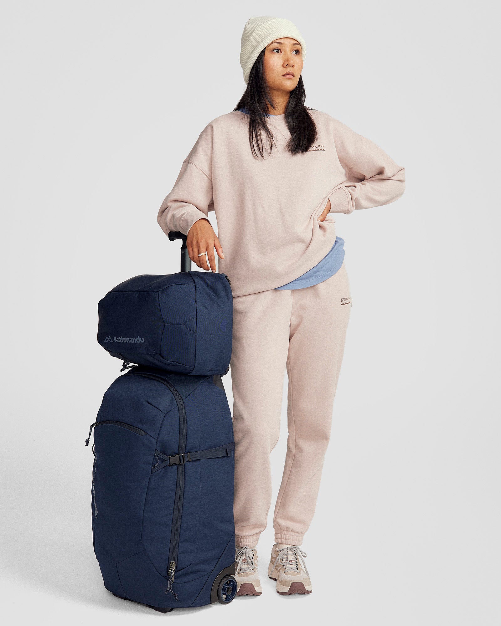 Hybrid Trolley v5 50L Travel Backpack - Lightweight Carry-On Luggage for Men & Women, Waterproof Duffle Bag with Wheels - Perfect for Air Travel, Gym, Camping & Outdoor Adventures (Pure Navy)
