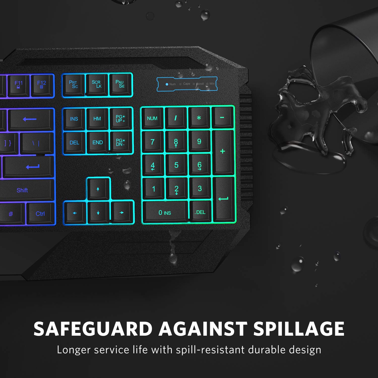 Rainbow Gaming Keyboard & Mouse Combo - 104 Keys, 1600 DPI for PC Gamers - Perfect for Esports & Office Work
