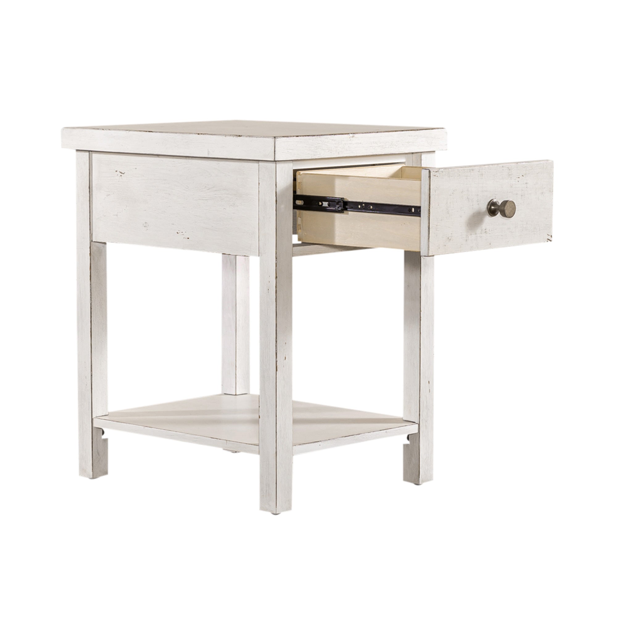 Modern Farmhouse Drawer End Table - Rustic Nightstand with Storage for Bedroom, Living Room & Office - Perfect for Home Decor and Organization