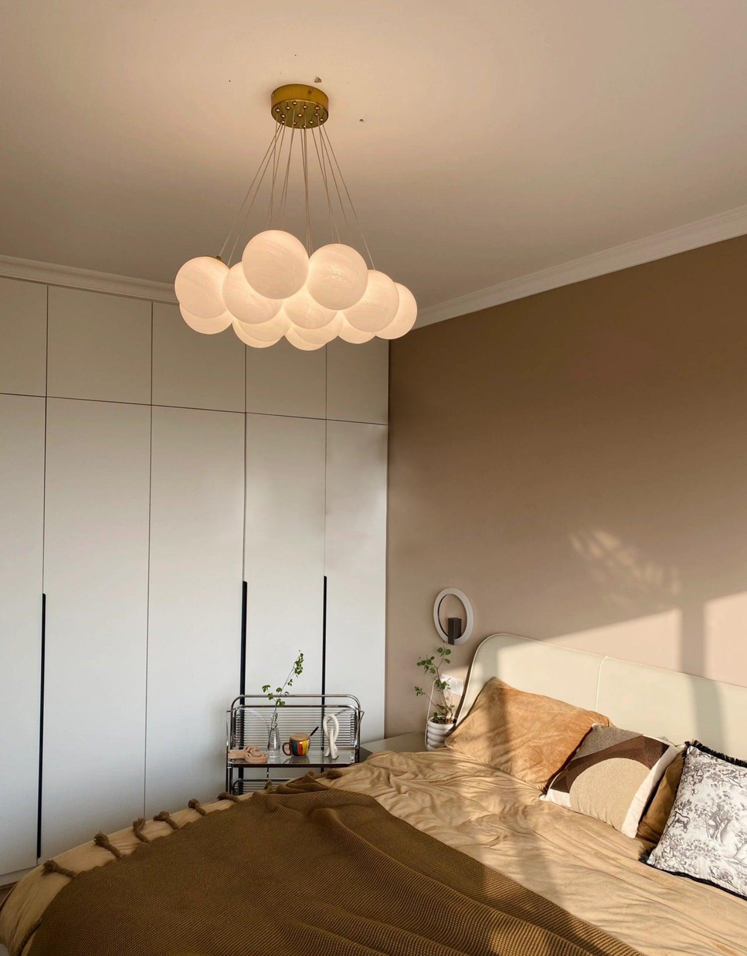 Elegant Glass Cluster Chandelier - Modern Crystal Ceiling Light Fixture for Dining Room, Bedroom & Living Room Decor